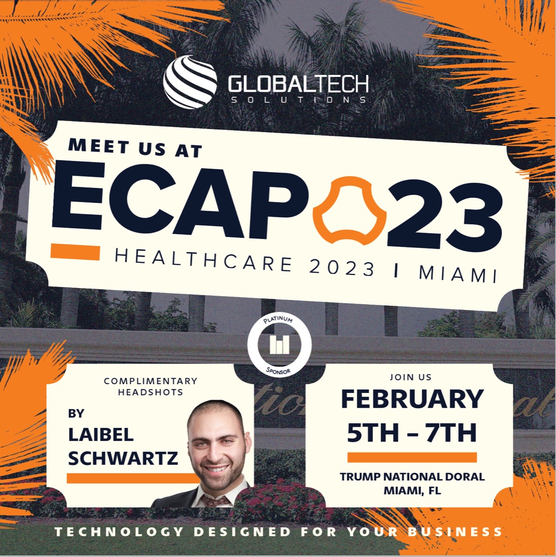 GlobalTech Solutions sponsor graphic for the ECAP 23 healthcare conference