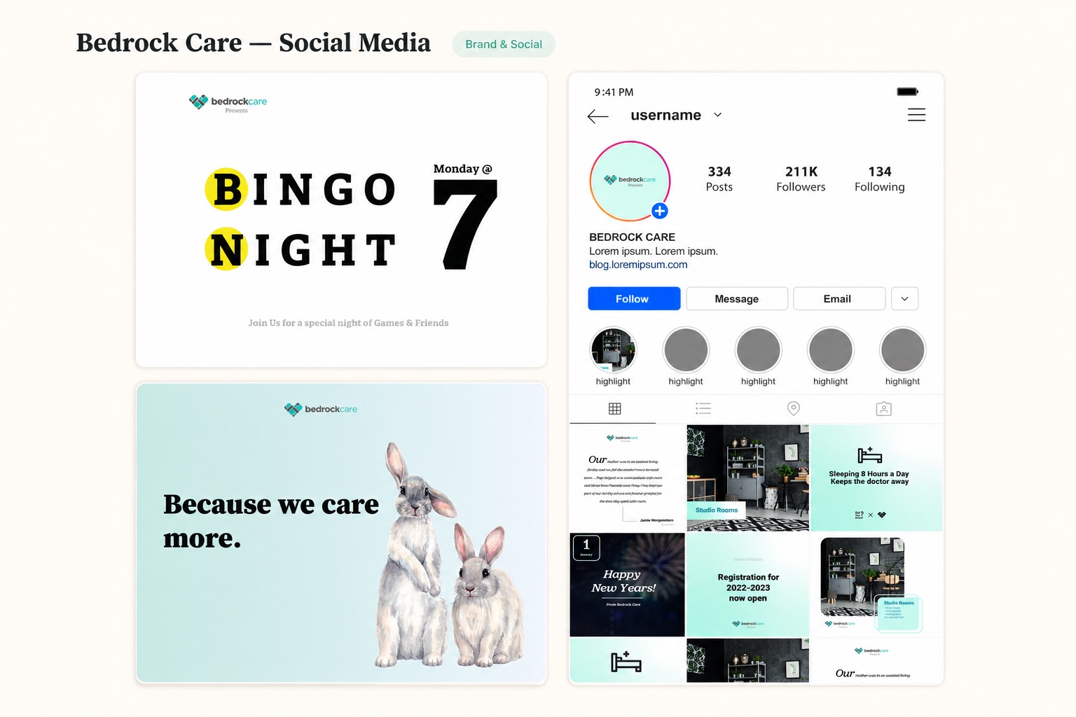 Bedrock Care social media